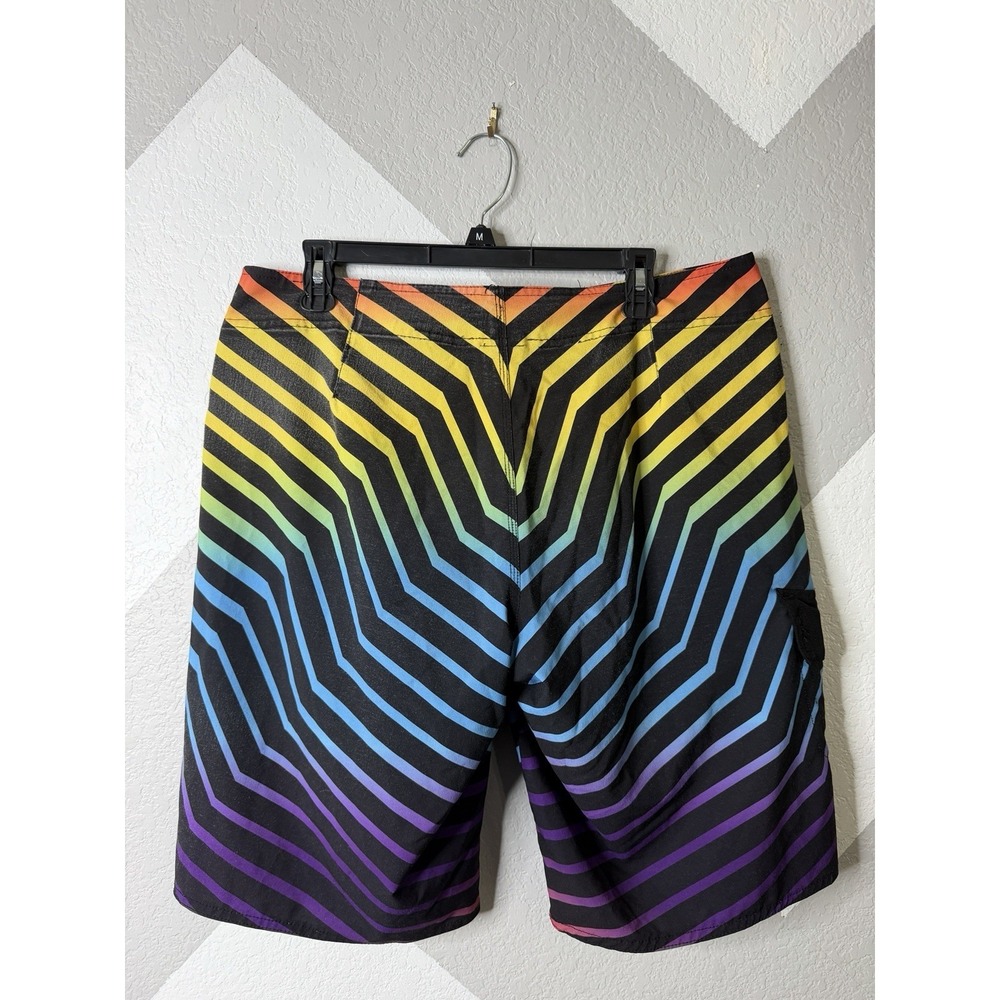 Tony Hawk Mens Multicolor Striped 12" Board Shorts Swim Trunks Size 34 - Picture 3 of 12
